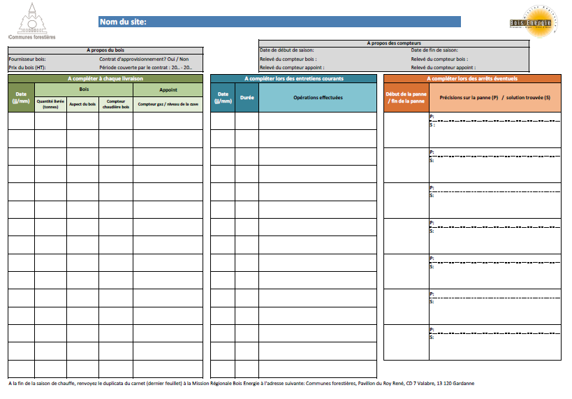 Document "Carnet de bord chaufferie"
